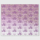 Glam Sweet 16 Falling Roos Gold Glitter Cadeaupapier (Vlak)