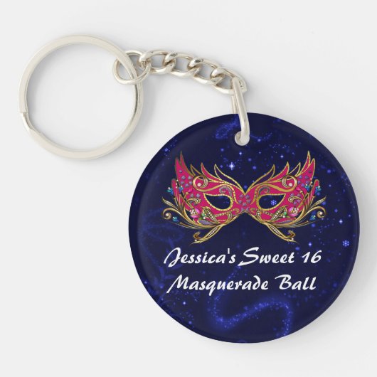 Glam Sweet 16 Masquerade Masker Sleutelhanger (Voorkant)