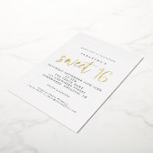 Glam Sweet 16 Verjaardagsfeest Script Echt Folie I Uitnodiging (Gedraaid)