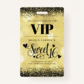 Glam Sweet 16, zwart en geel Badge (Voorkant)