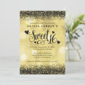 Glam Sweet 16, zwart en geel Kaart (Staand voorkant)