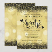 Glam Sweet 16, zwart en geel Kaart (Voorkant / Achterkant)