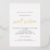 Glam Sweet Sixteen Birthday Party Script Real Folie Uitnodiging (Voorkant)