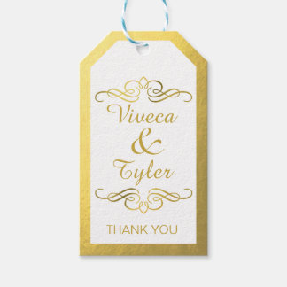 Glam Swirly Flourish Gold Foil Dank u Cadeaulabel