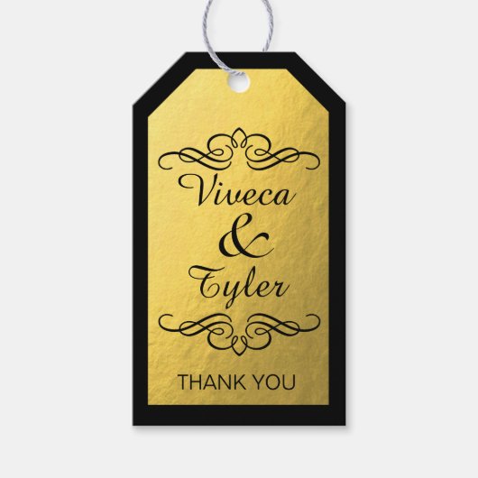 Glam Swirly Flourish Gold Foil Dank u Cadeaulabel (Voorkant)