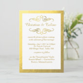 Glam Swirly Flourish Gold Foil Outline Bruiloft Kaart (Staand voorkant)