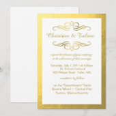 Glam Swirly Flourish Gold Foil Outline Bruiloft Kaart (Voorkant / Achterkant)
