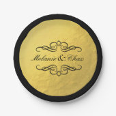 Glam Swirly Flourish Gold Foil Outline Bruiloft Papieren Bordje (Voorkant)