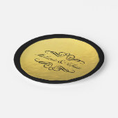Glam Swirly Flourish Gold Foil Outline Bruiloft Papieren Bordje (Gekanteld)