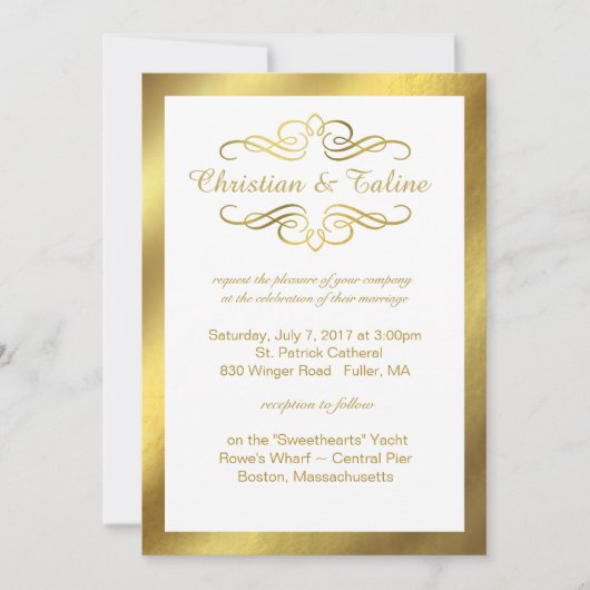 Glam Swirly Flourish Gold Foil Outline Weddenschap Kaart (Voorkant)