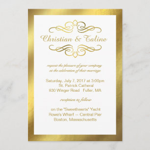 Glam Swirly Flourish Gold Foil Outline Weddenschap Kaart