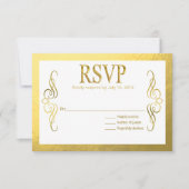 Glam Swirly Flourish Gold Foil RSVP | Goud wit (Voorkant)