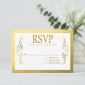 Glam Swirly Flourish Gold Foil RSVP | Goud wit (Staand voorkant)