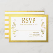 Glam Swirly Flourish Gold Foil RSVP | Goud wit (Voorkant / Achterkant)