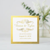 Glam Swirly Flourish Gold Foil Save the Date (Staand voorkant)