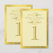 Glam Swirly Flourish Gold Foil Table Kaarten | ivo (Voorkant / Achterkant)