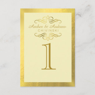 Glam Swirly Flourish Gold Foil Table Kaarten   ivo