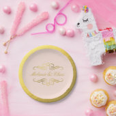 Glam Swirly Flourish Gold Foil Wedding blush roze Papieren Bordje (Feest)