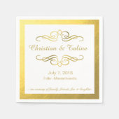 Glam Swirly Flourish Gold Outline Wedding Servet (Voorkant)