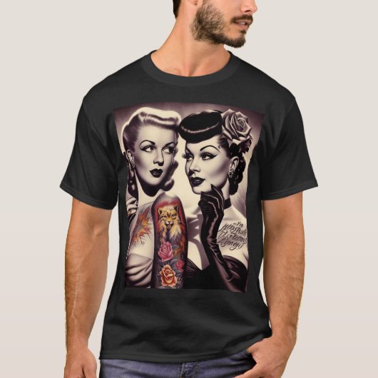  Glam Tattoo Pinups T-shirt (Voorkant)
