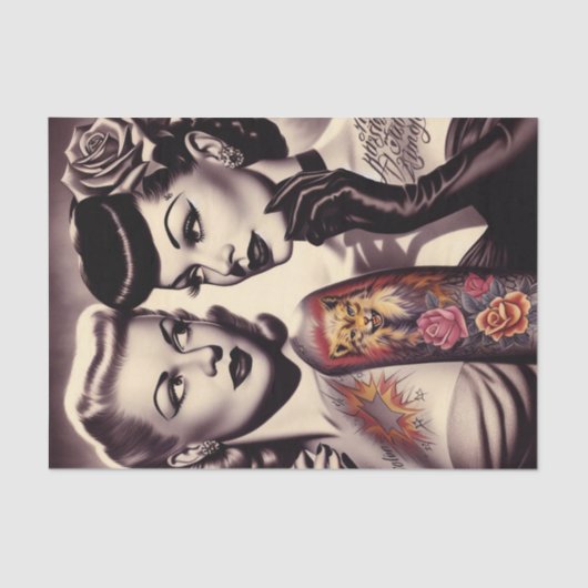  Glam Tattoo Pinups Tissuepapier (Voorkant)