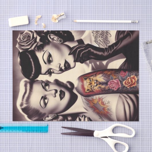  Glam Tattoo Pinups Tissuepapier (Craft)