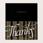 Glam Taupe Zwart + Goud Gestreept Dank u kaart Visitekaartje (Buitenkant ongevouwen)