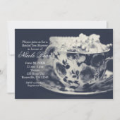 Glam Tea & Parels Elegante Bruids Chic Uitnodiging (Voorkant)