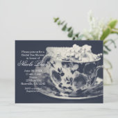 Glam Tea & Parels Elegante Bruids Chic Uitnodiging (Staand voorkant)