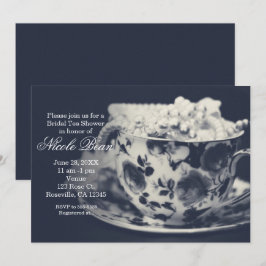 Glam Tea & Parels Elegante Bruids Chic Uitnodiging