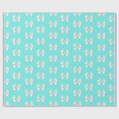 Glam Teal Aqua Blauwe Tiffany Thema Witte Strik Cadeaupapier (Vlak)