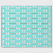 Glam Teal Aqua Blauwe Tiffany Thema Witte Strik Pa Cadeaupapier (Vlak)