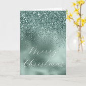 Glam Teal Aqua Dennengroen Glitzy Glitter Kaart (Gele Bloem)