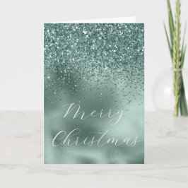 Glam Teal Aqua Grove Groen Glanzende Glitters Kaart