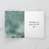 Glam Teal Aqua Pine Groen Glitzy Glitter Kaart (Binnen)