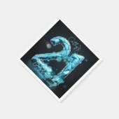 Glam Teal Blue Faceted Crystal 21st Birthday Party Servet (Hoek)