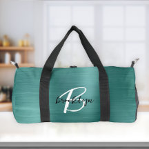 Glam Teal Geborsteld Metaal Zwart en Wit Monogram 