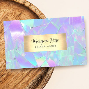 Glam Teal & Paarse Iridescent, Goud, QR Code Visitekaartje