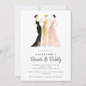 Glam Three Elegant Women Galentine's Day Party Kaart (Voorkant)