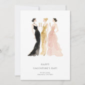 Glam Three Pretty Elegant Women Galentine's Day Kaart (Voorkant)