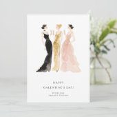 Glam Three Pretty Elegant Women Galentine's Day Kaart (Staand voorkant)