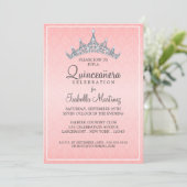 Glam Tiara Quinceanera Celebratie Uitnodiging (Staand voorkant)