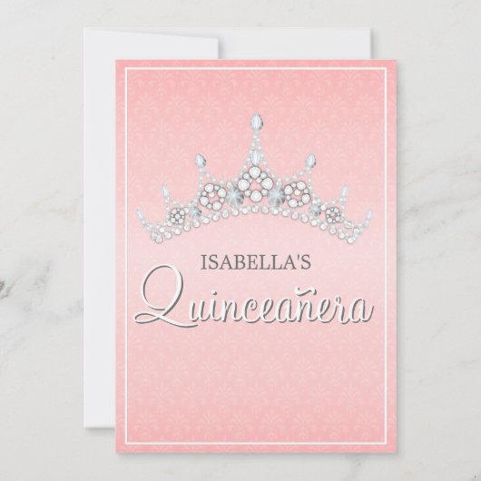 Glam Tiara Quinceanera Celebratie Uitnodiging (Achterkant)