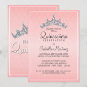 Glam Tiara Quinceanera Celebratie Uitnodiging (Voorkant / Achterkant)