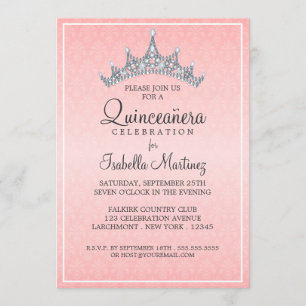 Glam Tiara Quinceanera Celebratie Uitnodiging
