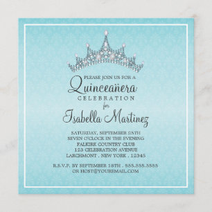 Glam Tiara Quinceanera Celebratie Uitnodiging
