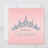 Glam Tiara Quinceanera Celebratie Uitnodiging (Achterkant)