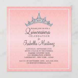 Glam Tiara Quinceanera Celebratie Uitnodiging