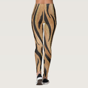 Glam Tiger print Wild Cat Animal Patroon Faux Gold Leggings