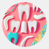 Glam Tooth Ronde Sticker (Voorkant)